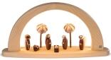 Lichterbogen – moderne Darstellung Christi Geburt mit LED-Beleuchtung, naturbelassenes Holz – BxHxT 