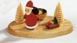 Tischdekoration Kerzensockel mit Weihnachtsmann bunt Größe 6 cm