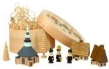 Miniaturfigur Spanschachtel mit Dorf Seiffen und Kurrende bunt Höhe 7 cm