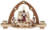 Lichterbogen – filigraner Weihnachtsmann mit Schlitten und liebevollen Details, naturfarben – BxHxT 
