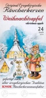 Räucherkerzen – stimmungsvoller Weihnachtsapfelduft, handgefertigt aus dem Erzgebirge – BxHxT = 6.5 