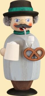 Räucherfigur – Bayer mit Bierkrug, Brezel, Pfeife, schwarz-rot – BxHxT 6 x 14 x 7 cm
