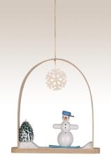 Baumbehang Schneemann auf Snowboard im Bogen bunt H&ouml;he=13cm