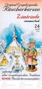 Räucherkerzen Zimtrinde von Großhandel Dregeno, erzgebirgische Handarbeit mit winterlicher Dorfszene