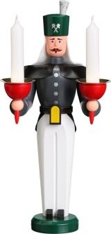 Weihnachtsfigur – detailreicher Lichterbergmann mit buntem Mantel und Kerzenhaltern, handgefertigt –