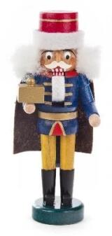 Nussknacker – detailverliebter König Melchior mit Krone und Zepter, blau-gelb – BxHxT = 5 x 13 x 4