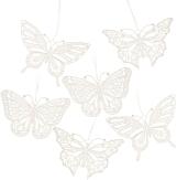 Baumschmuck – filigrane weiße Schmetterlinge Set mit feinem Stickmuster im Set – BxHxT 8,5 x 6,5 x