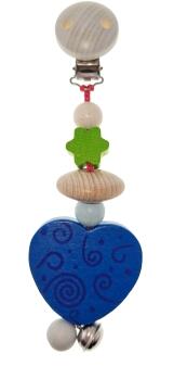Wagenhänger – mit blauem Herz und Naturperlen und Glöckchen – BxHxT 7 x 4 x 20 cm