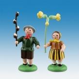 Holzfiguren Blumenkinderpaar bunt Höhe 6,5cm