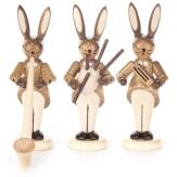Hasentrio mit Alphorn, Dudelsack und Rassel, natur Höhe = 8cm