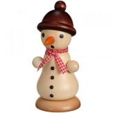 Räuchermann – detailreicher Schneemann mit Bommelmütze und Schal, naturfarben – BxHxT = 11 x 19 x 11