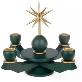 Adventsleuchter – elegantes Tannengrün mit goldenem Stern und Kerzentüllen – BxHxT 19 x 20 x 19 cm