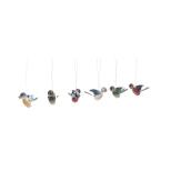 Strauchbehang - Set mit 6 Singvögel - Blaumeisen Gimpel Grünfinken zum Aufhängen - HxBxT 4x2x6cm