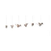 Strauchbehang - 6er Set - Singvögel naturfarben zum Aufhängen - HxBxT 4x2x6cm
