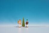 Miniatur Engel und Bergmann mit Baum Höhe ca 3,2 cm