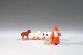 Miniatur Ruprecht mit Spielzeugtieren, angefädelt Figurengröße ca 4,5 cm