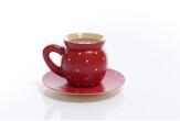 Räucherfigur - Kaffeetasse mit Henkel und Untertasse in rot - BxHxT 15x8x15cm