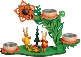 Teelichthalter - Osterhasen mit Blütenranke farbig - HxLxB 19x24,5x11cm