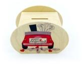 Spardose – liebevolle Holzdekoration mit bunten Motiven, Schloss und Schlüssel – BxHxT 11,5 x 8,5 x 