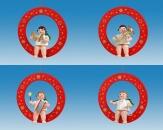 Christbaumschmuck Roter Ring mit Engel 4 teilig ohne Krone Höhe 6cm