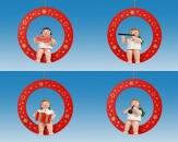 Christbaumschmuck Roter Ring mit Engel und Krone 4 teilig Höhe 6cm