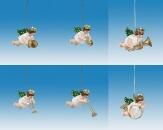 Christbaumschmuck Schwebengel mit Instrument 6 teilig ohne Krone Höhe 6cm