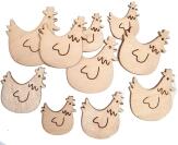 Streudeko – kleine Hühner aus naturbelassenem Holz – BxHxT 8 x 12,5 x 2 cm