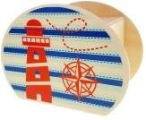 Spardose – maritimer Leuchtturm mit Anker-Motiv, farbenfroh bemalt – BxHxT 6,5 x 8,5 x 11,5 cm