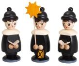 Miniaturfiguren – elegante Kurrendefiguren mit Sternträger und Sängern, schwarz lasiert – H = 10 cm