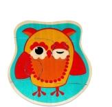 Holzspielzeug – liebevoll gestaltetes Minipuzzle mit buntem Eulenmotiv – BxHxT 11 x 12 x 1 cm