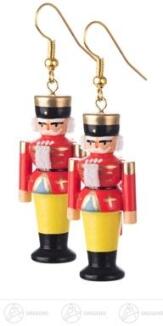 Ohrhänger – detailreiche Nussknacker in intensivem Rot, blei- und nickelfrei, im schwarzen