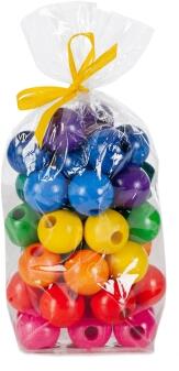 Holzspielzeug - 40 bunte Fädelperlen - ø 2cm
