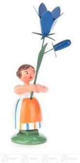 Blumenmädchen – detailreich bemalt mit gelber Glockenblume, frühlingshaftes Kleid – H = 11,5 cm
