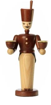 Lichterfigur – Bergmann mit zwei Kerzenhalter natur und braun gestaltet – BxHxT 11x21x10cm