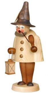 Räuchermann – Wichtel groß mit Pfeife, Laterne & naturfarbenem Holz – B×H×T ca. 13×31×13 cm