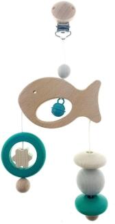 Babyspielzeug – buntes Minitrapez mit niedlichen Fisch, Glocke und Perlen – BxHxT 17 x 12,2 x 6 cm