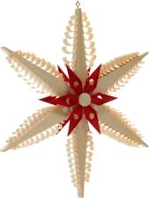 Spanstern Mitte mit rotem Holzstern - Ansicht Vorne - Hergestellt im Erzgebirge