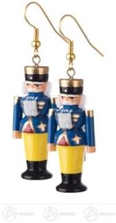 Ohrhänger – traditionelle Nussknacker in lebendigem Blau, handgefertigt und detailreich, blei- und