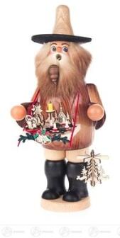 Räuchermann – liebevoll gestalteter Adventsleuchterhändler mit rotem Mantel und filigranem Leuchter 