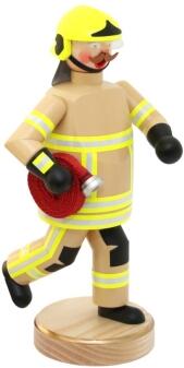 Räuchermann – liebevoller Feuerwehrmann mit Schlauch und beiger Uniform, detailreich bemalt – BxHxT 