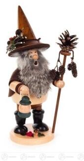 Räuchermann – detailreicher Zapfensammler mit traditioneller Schürze und Korb, naturbraun – BxHxT = 