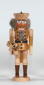 Weihnachtsfigur – Handgefertigter Nussknacker-König mit Zepter, naturfarben – Höhe ca. 38 cm