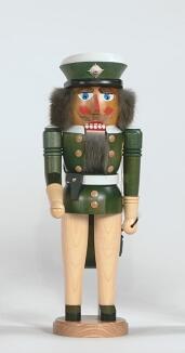 Weihnachtsfigur – traditioneller Nussknacker Verkehrspolizist mit Uniform und Stock – Höhe ca. 38 cm