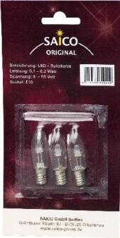 Ersatzlampe – warmweiße Riffelkerze für 30-flammige Lichterbögen und Ketten, E10 Fassung, 8V, 3W,