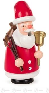 Räuchermann – detailreicher Weihnachtsmann mit roter Mütze und prall gefülltem Sack, naturfarben –