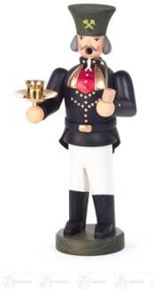 Räuchermann – traditioneller Bergmann mit detailreicher Bemalung und Kerzenhalter, grün und schwarz 