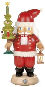 Nussknacker – Weihnachtsmann mit Baum und Laterne rot und liebevoll gestaltet aus Holz von