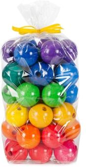 Holzspielzeug - 30 bunte Fädelperlen aus Holz - ø 3cm