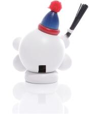 Räucherfigur - Räucherschneeball Weiß mit Besen und Bommelmütze - Ansicht Hinten - Noch in anderen Farbe im Shop erhältlich