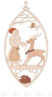 Fensterschmuck Fensterbild Weihnachtsmann mit Rentier Breite x Höhe ca 14 cmx28 cm